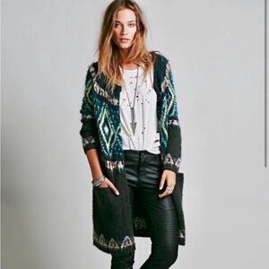 Free People Mohair Wool Blend Cardigan Sweater Womens S Green